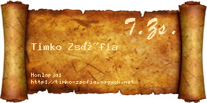 Timko Zsófia névjegykártya